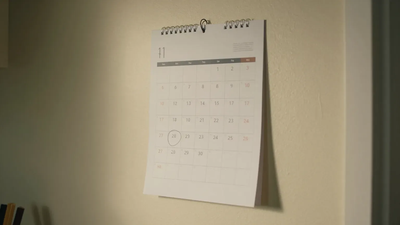 guide header — calendar on a kitchen wall